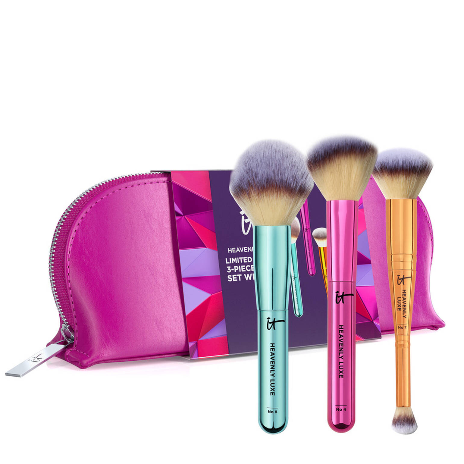 Heavenly Luxe® Limited-Edition 3-Piece Brush Set + Makeup Bag | IT Cosmetics (US)