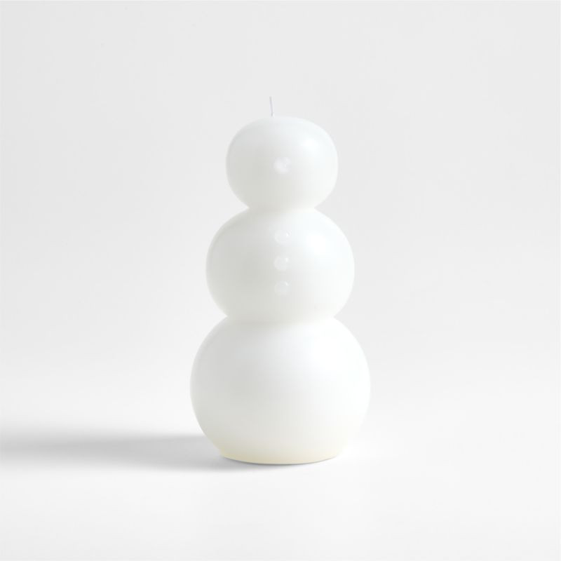 White 13" Snowman Candle | Crate & Barrel | Crate & Barrel