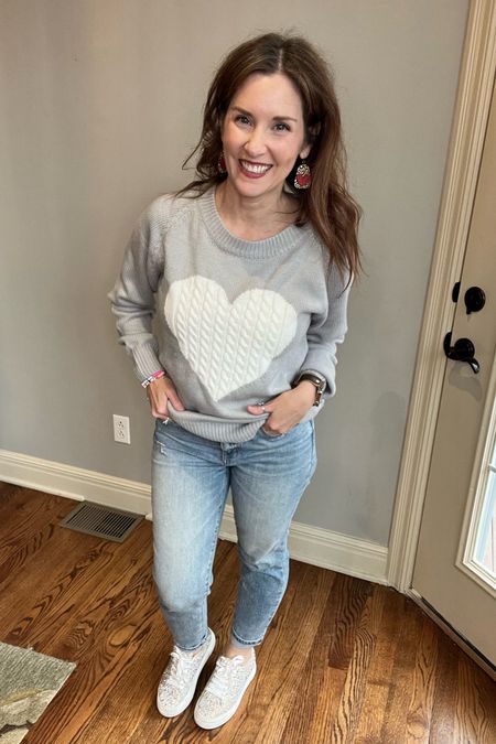 🤍❄️perfect love sweater or anytime cold season sweater! Paired it with my sparkle ✨ tennis for that perfect extra! I am wearing a medium and would say it is true to size. #CrazyBusyMama 

#LTKover40 #LTKstyletip #LTKMostLoved