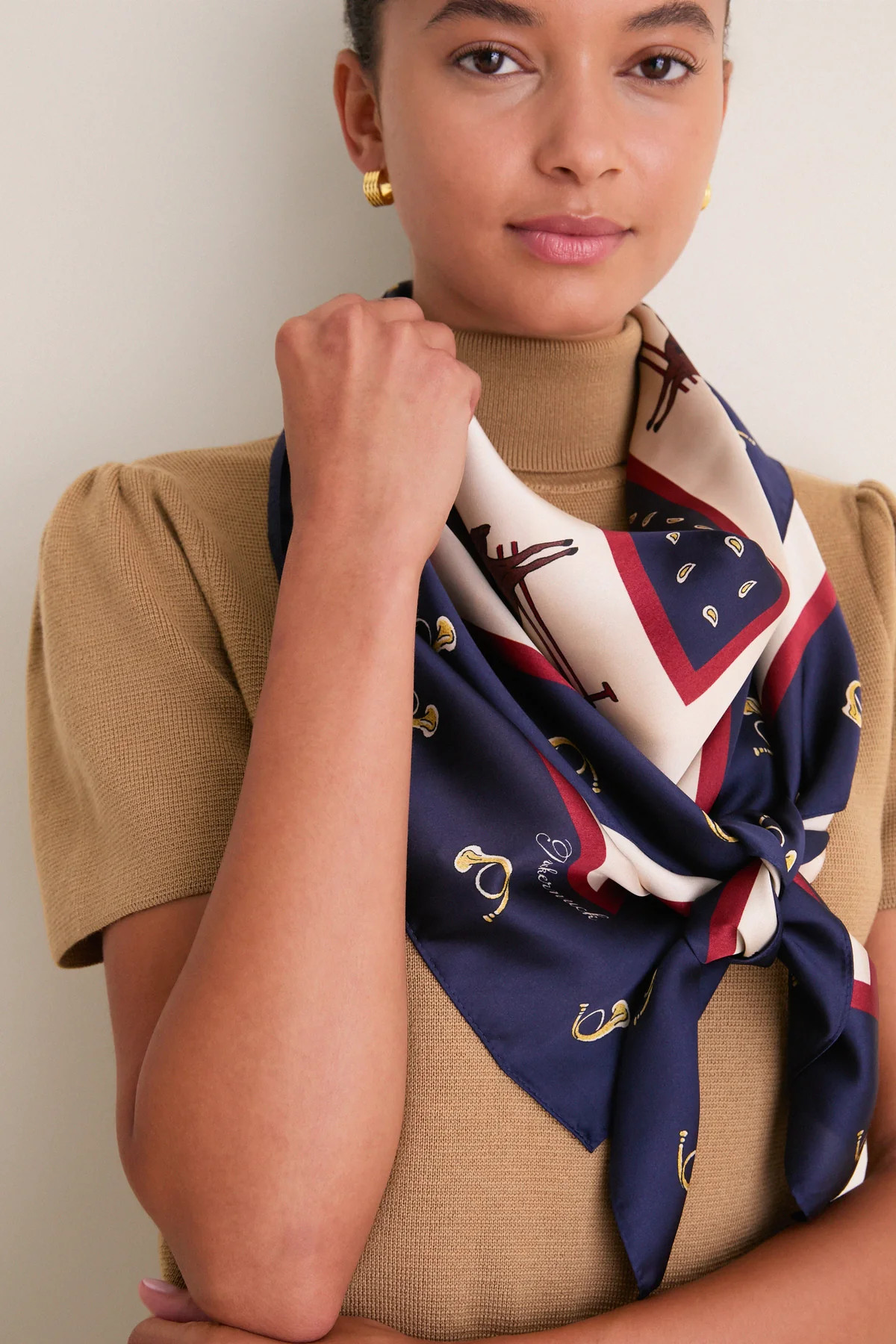 Navy Equestrian Medium Silk Scarf | Tuckernuck (US)