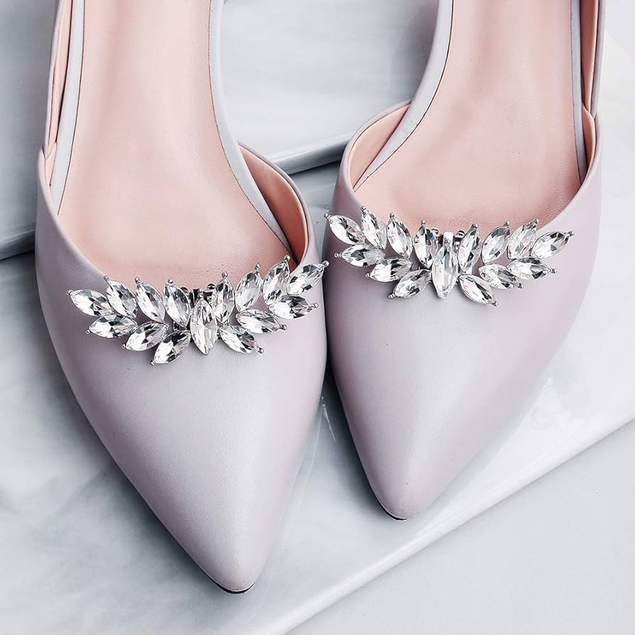 Chargances 2PCS Elegant Rhinestone Wedding Shoe Clips Shoe Buckle Decorative Crystal Flower Shoes... | Amazon (US)