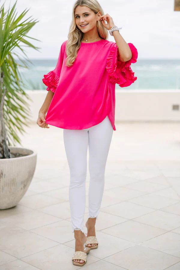 All The Frills Hot Pink Ruffled Blouse | The Mint Julep Boutique