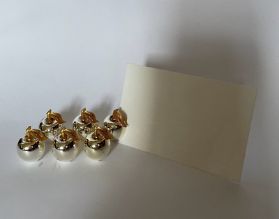 Vintage 70s Set of 6 Silver & Gold Metal Apple Shape Placecards/ Name.c Holders  | eBay | eBay UK