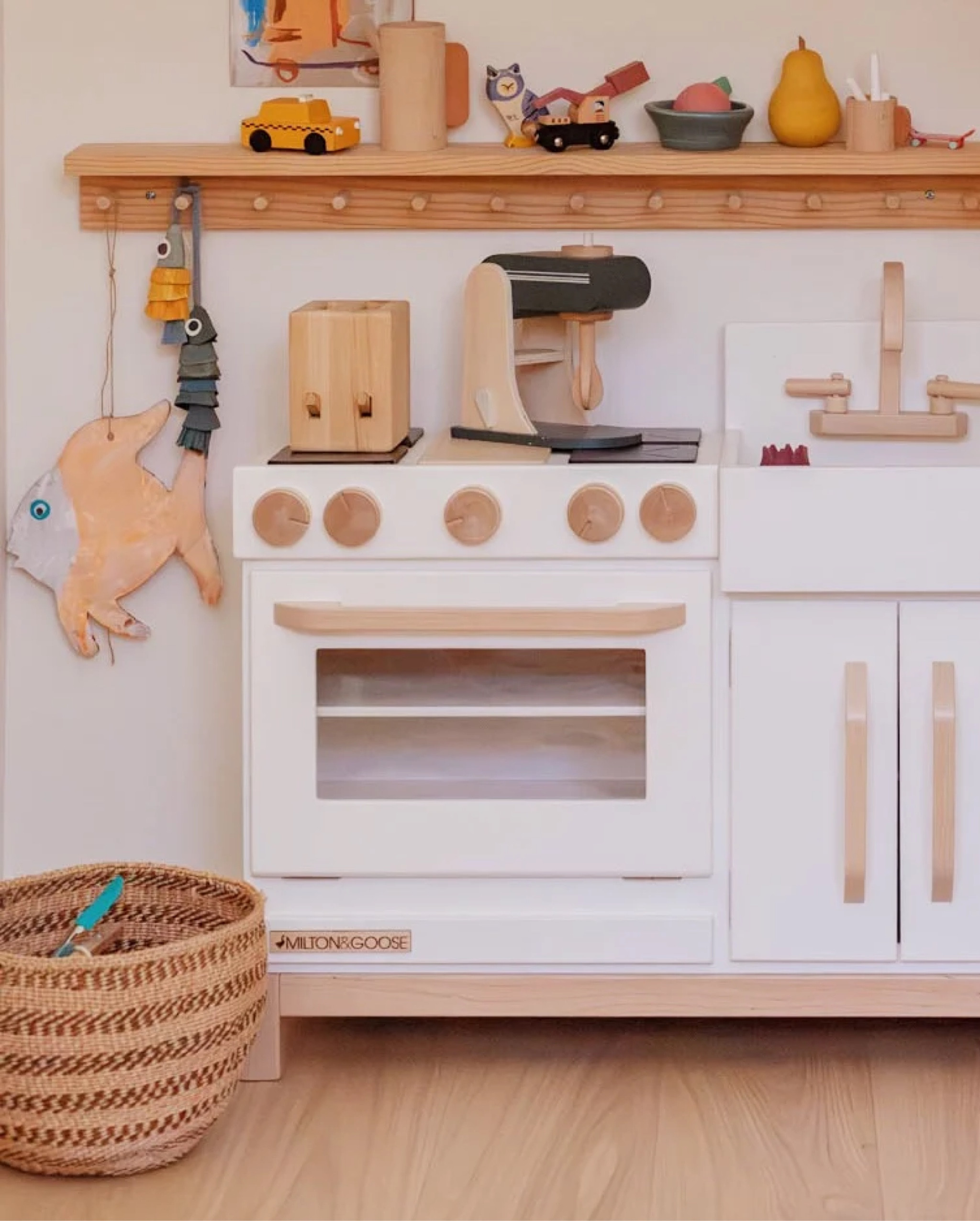 Play kitchens are such a good holiday gift  for kids, imo. We got this one for Hayes two years ago and he still uses it all the time. This is one of those heirloom items that you pass on to other family / friends when they have kids too. Super good quality. Toddler gift - wood play kitchen for kids - Milton and Goose

#LTKkids #LTKGiftGuide #LTKbaby