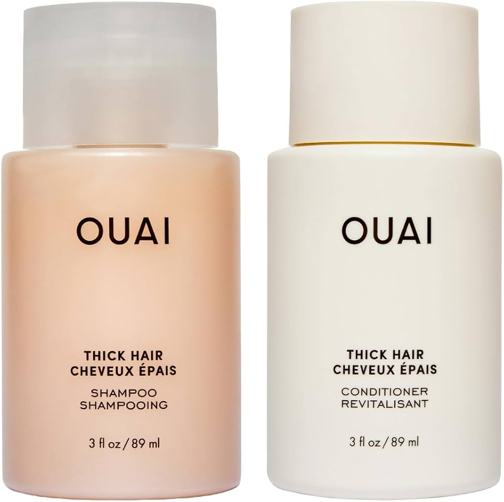 OUAI Thick Hair Shampoo & Conditioner Set, Travel Size - Moisturizing Shampoo & Conditioner - Wit... | Amazon (US)