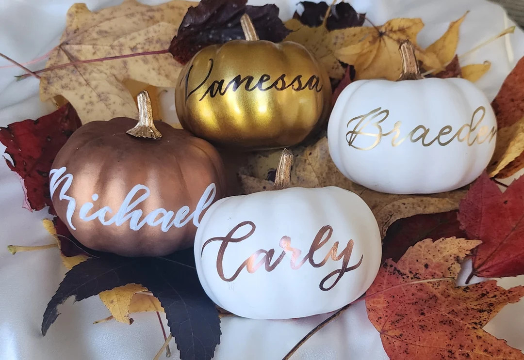 Custom Foam Pumpkin Place Cards 3 Sizes Handwritten Calligraphy, Thanksgiving Placecard Choice of... | Etsy (US)