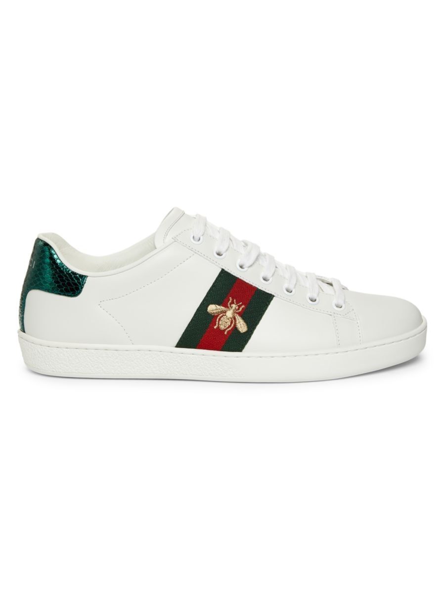 Shop Gucci New Ace Bee Embroidered Sneakers | Saks Fifth Avenue | Saks Fifth Avenue