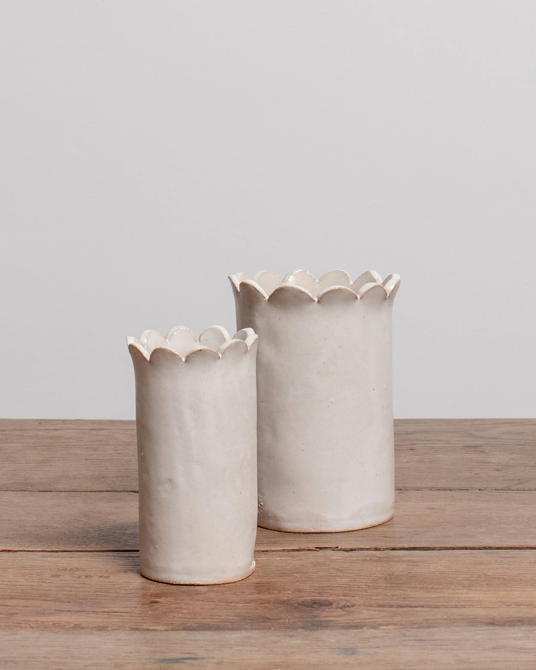 Scallop Stoneware Vase | The Vintage Rug Shop