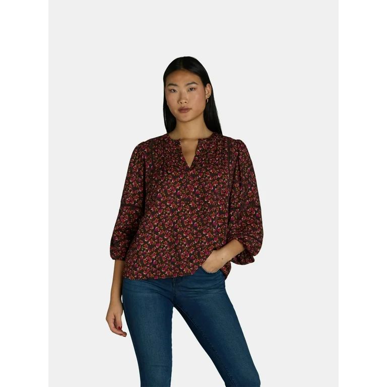 The Pioneer Woman Embellished Split Neck Blouse, Women’s, Sizes S-3X | Walmart (US)