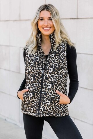 Won't Miss My Chance Animal Print Puffer Vest | The Pink Lily Boutique