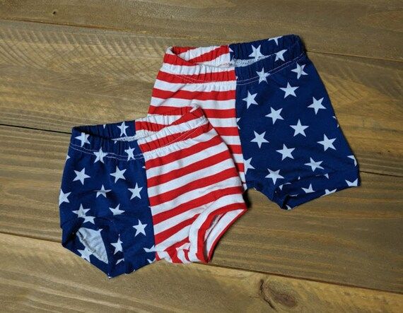 Fourth of July Bummies Shorties Diaper Cover Shorts Soft Cotton Lycra Knit American Flag Red Whit... | Etsy (US)