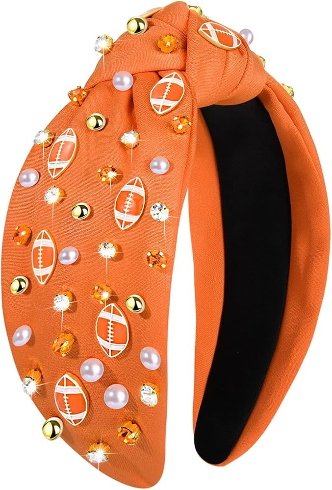 NVENF Football Headband (Orange 1) - Women's Game Day Knotted Headband with Football Charms and C... | Amazon (US)