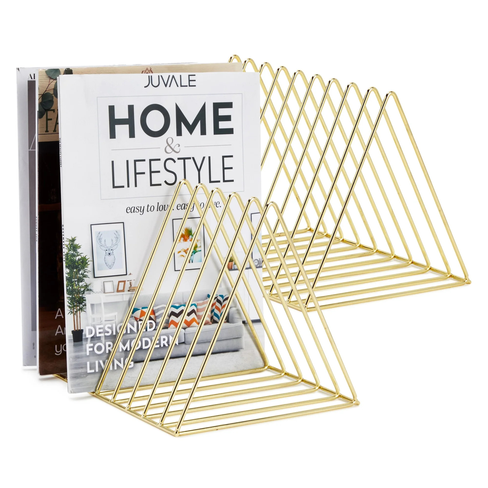 2 Pack Triangle Gold Desk Organizer File Folder Divider Holder Rack, 10.2x7x7 in | Bed Bath & Beyond