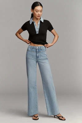 PAIGE Anessa 31 Front Yoke High-Rise Wide-Leg Jeans | Anthropologie (US)