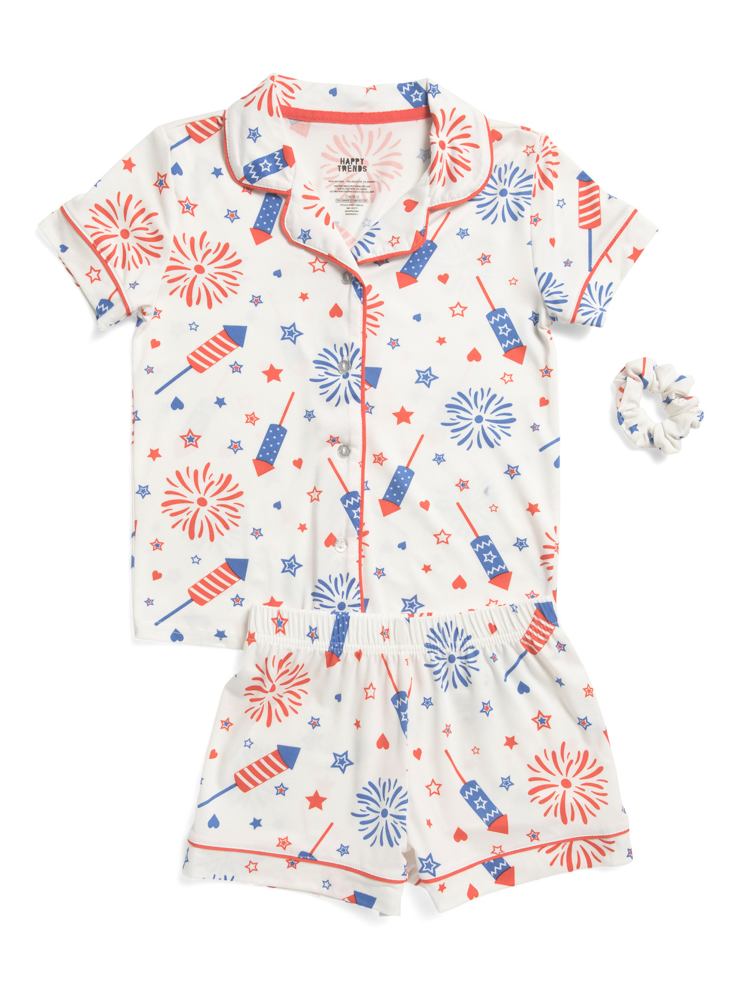 Girls 2pc Americana Fireworks Notch Collared Pajama Set | TJ Maxx