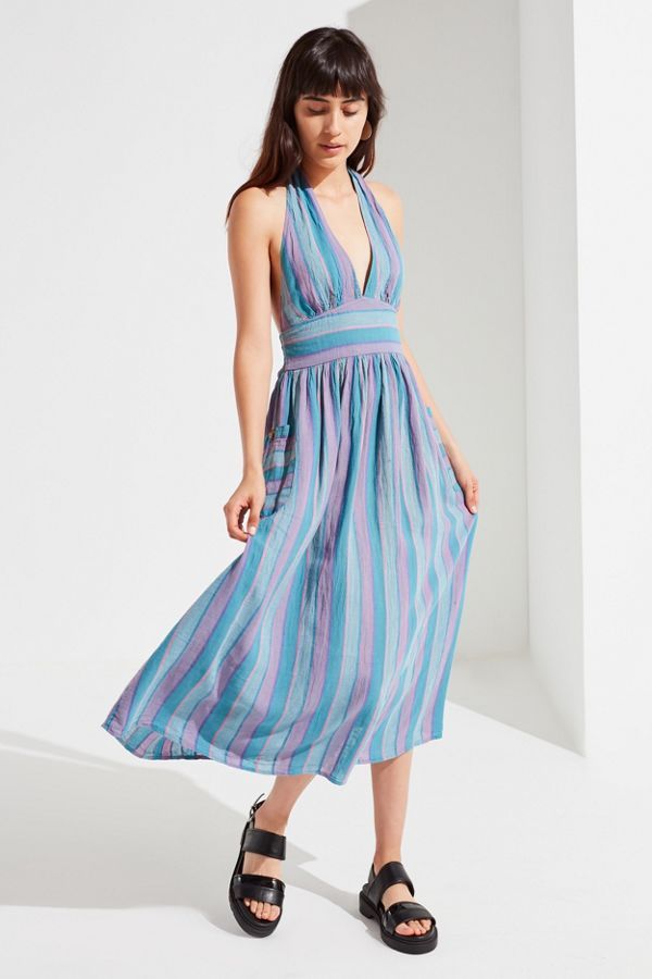 UO Betsey Linen Halter Midi Dress | Urban Outfitters (US and RoW)