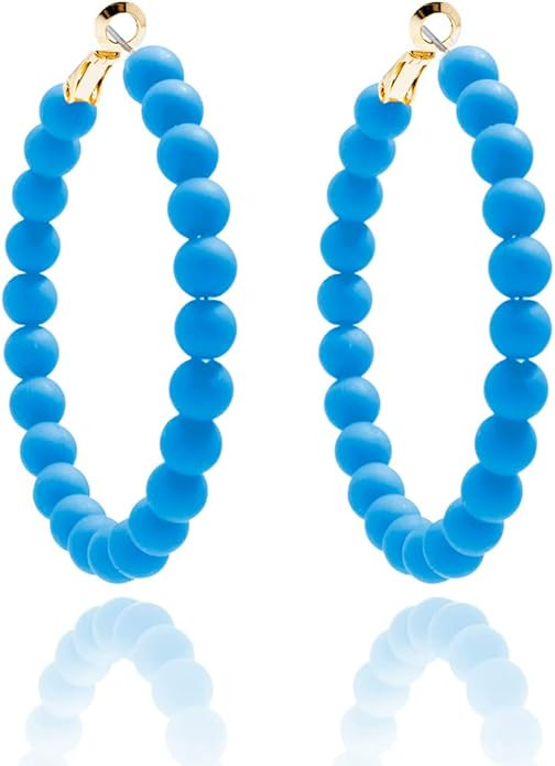 ZENZII Beaded Hoop Earrings Bohemian Circle Round Bead Earrings Chic Dangle Earrings for Women an... | Amazon (US)