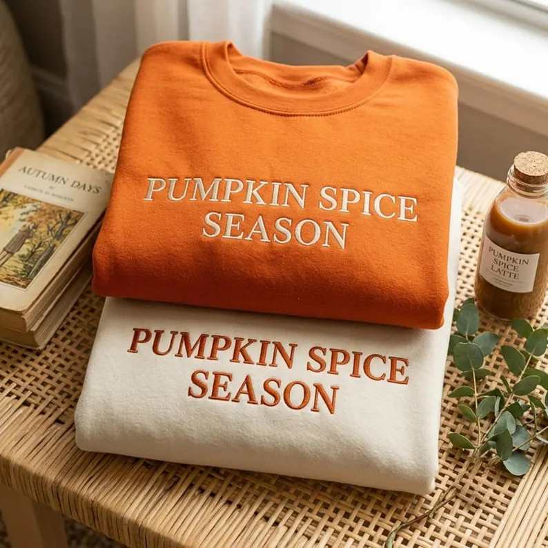 Pumpkin Spice Season Embroidered Sweatshirt \u2013 Cozy Fall Apparel | Etsy (Global)