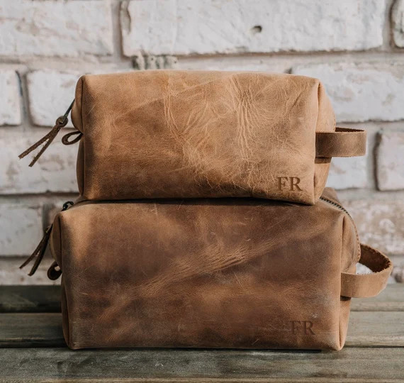 Personalized Leather Dopp Kit Bag, 3rd Anniversary Gift for Men, Best Fathers Day Gift, Leather T... | Etsy (US)