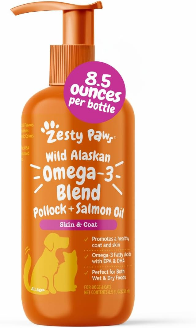 Zesty Paws Wild Alaskan Omega-3 Blend Pollock + Salmon Oil for Dogs and Cats- Skin and Coat Suppo... | Amazon (US)