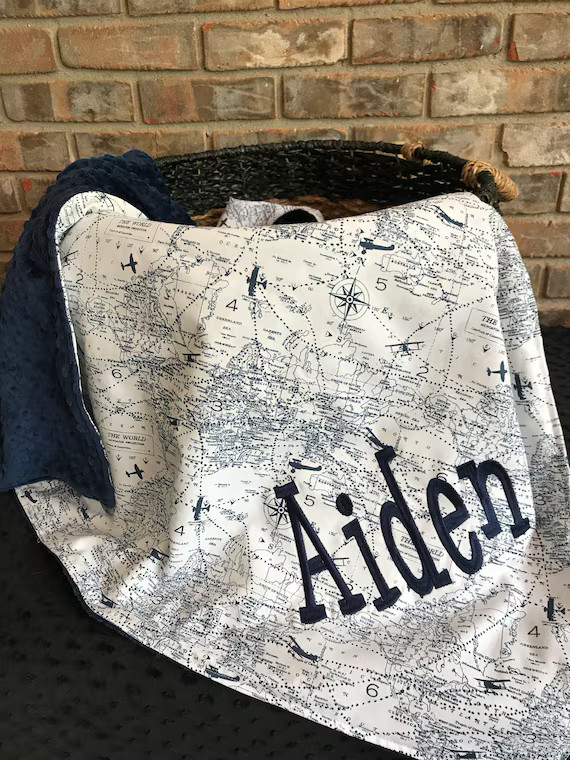 Air Traffic Navy Airplane Blanket Navy Minky Blanket World | Etsy | Etsy (US)