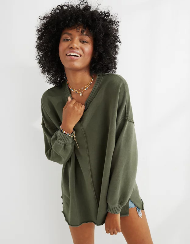 Aerie Down-To-Earth Oversized Sweatshirt | American Eagle Outfitters (US & CA)