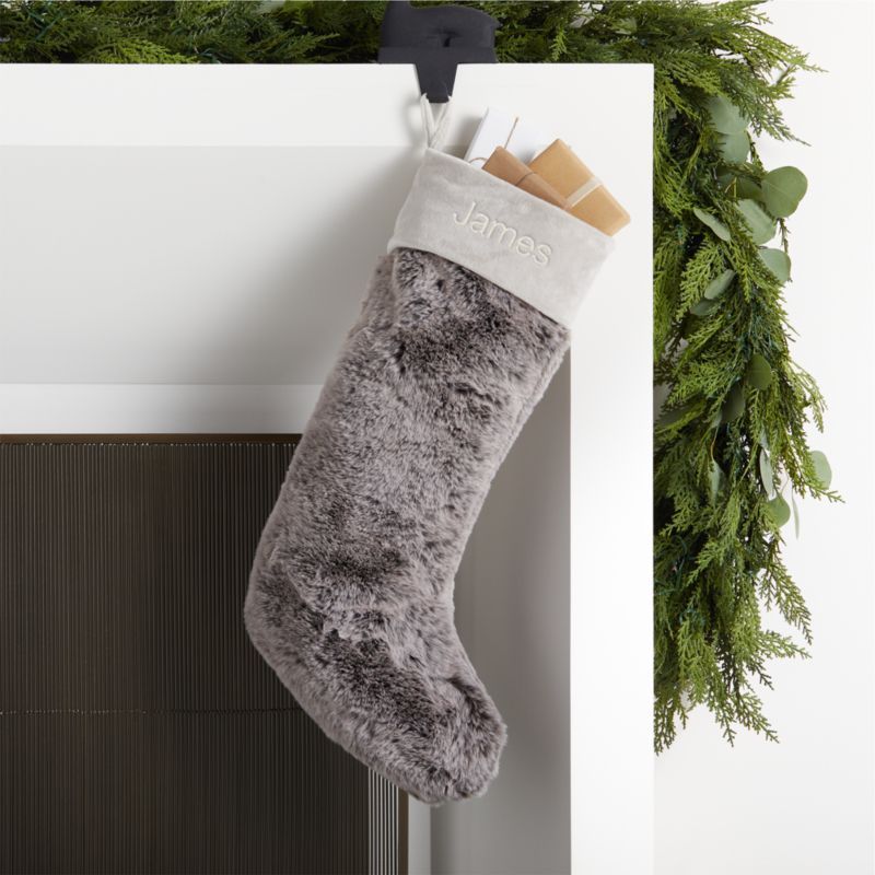 Personalized Arctic Brown Faux Fur Christmas Stocking + Reviews | Crate & Barrel | Crate & Barrel