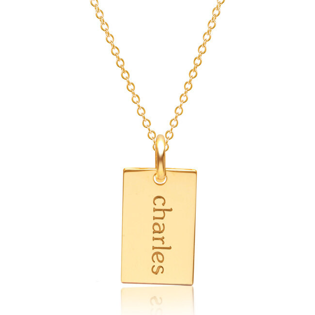 Tiny Tags | Engravable (Gold Mini Dog Tag Necklace, One Size) | Maisonette | Maisonette
