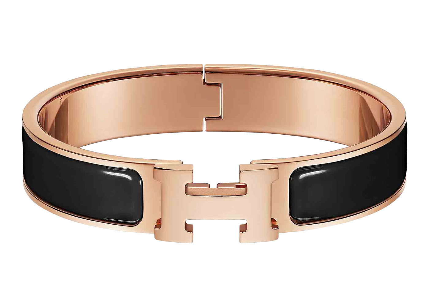 Hermes Clic H Bracelet PM Rose Goldtone in Black | StockX