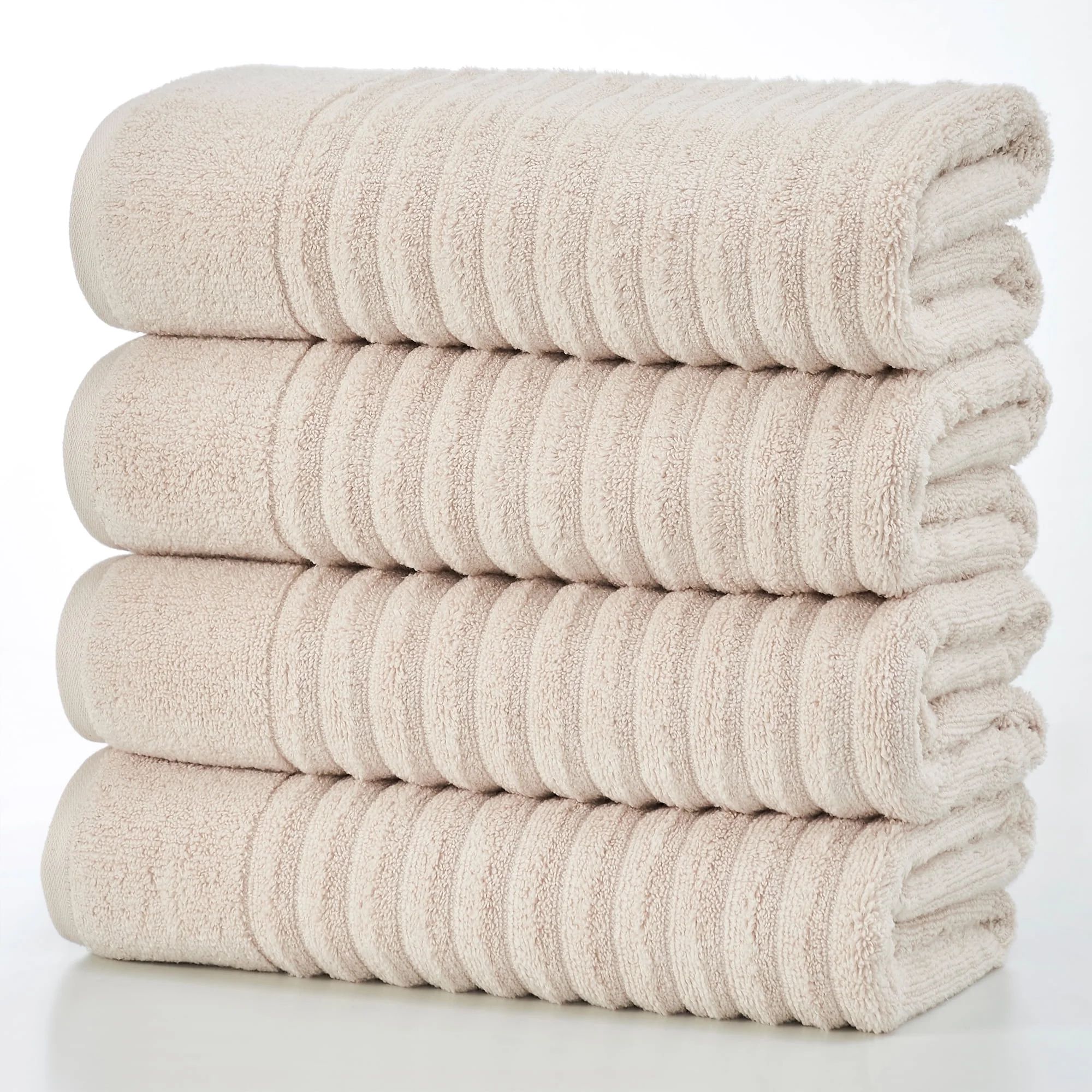 100% Combed Cotton Ribbed Texture 6-Piece Towel Set, Dune | Walmart (US)