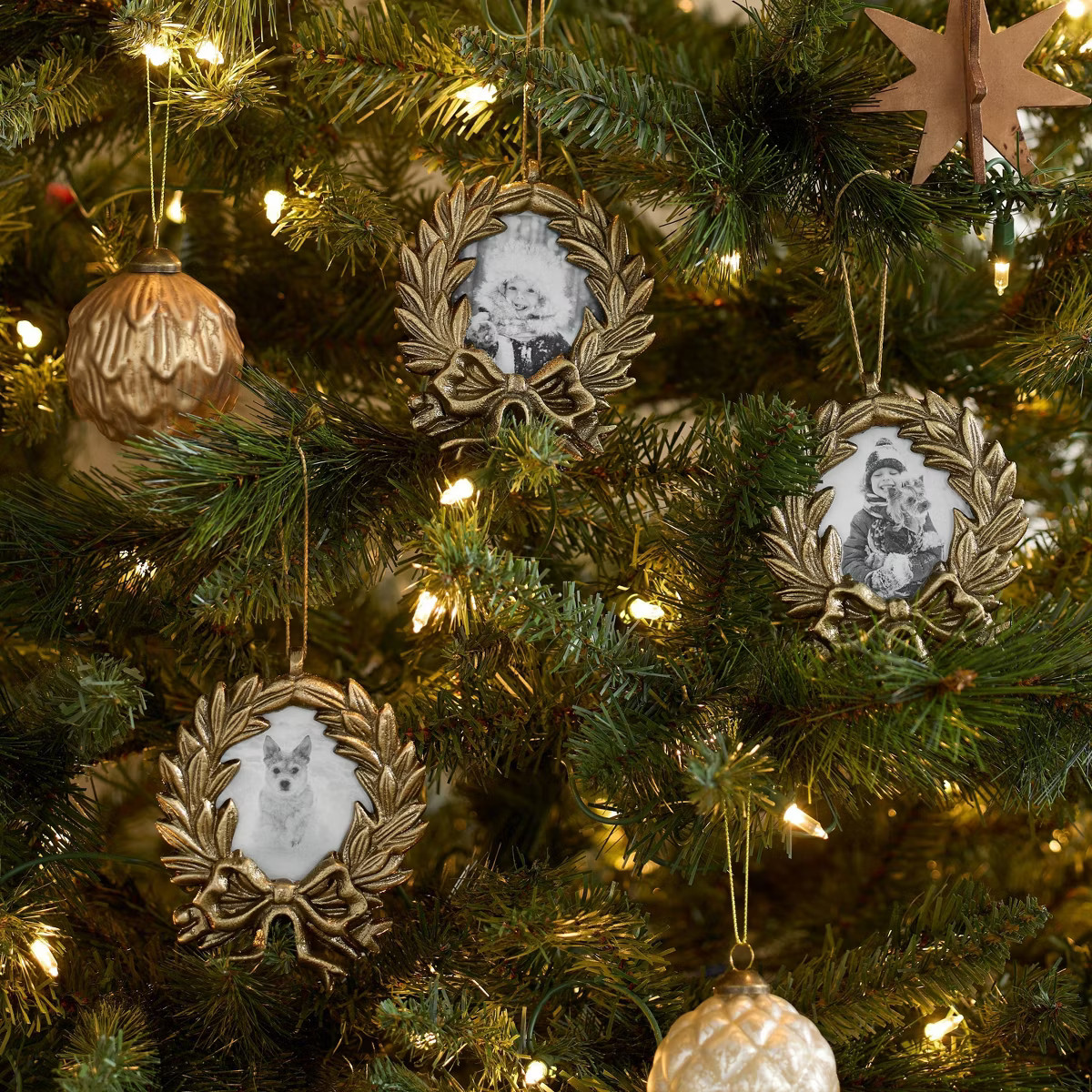 Set of 3 Wreath Picture Frame Christmas Ornaments - Threshold™ designed with Studio McGee | Target