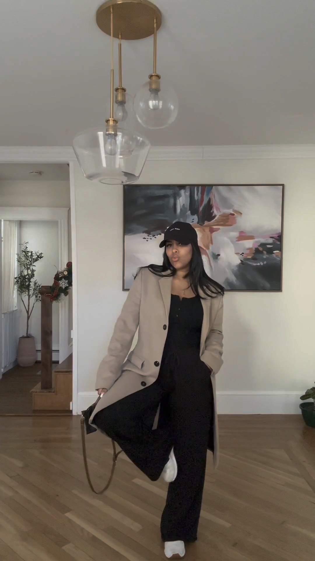 What I wore to run errands! 
I wear this lounge wear pants at least two times per week. They’re that comfortable. My bodysuit is from klassy network and I love that it has a built in bra. Coat is old from Zara.

Winter outfits, mom winter outfit inspo, midsize style, midsize outfit ideas, long coat outfit, all black outfit, postpartum outfit ideas. 

#LTKStyleTip #LTKMidsize