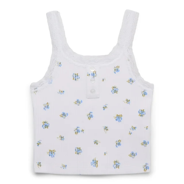 Wonder Nation Tween Girls Henley Tank Top with Lace Trim, Sizes 4-18 | Walmart (US)