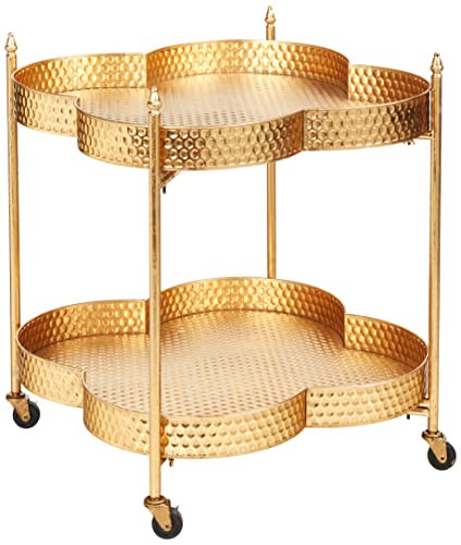 Creative Co-Op Metal Clover Shaped 2-Tier Bar Cart, Gold | Amazon (US)