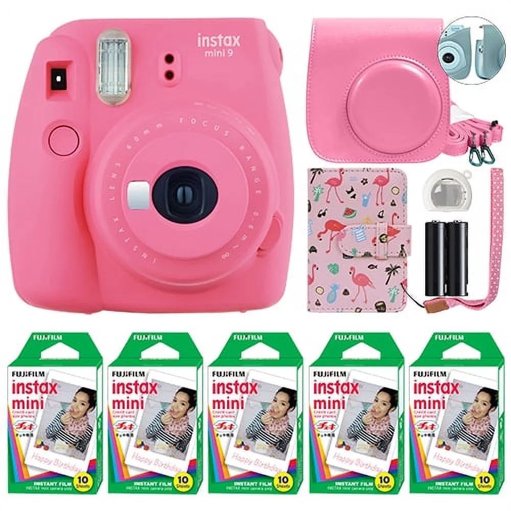 Fujifilm Instax Mini 9 Fuji Instant Camera Flamingo Pink + 50 Film Sheets Classy Kit - Walmart.co... | Walmart (US)