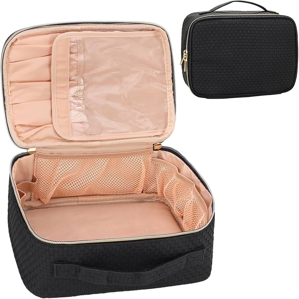 Relavel Travel Makeup Bag, Large Cosmetic Organizer Case Travel Toiletry Storage Train Case for W... | Amazon (US)