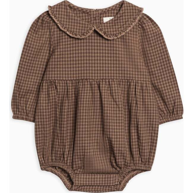 Colored Organics | KENDI Aven Flannel Bubble Collared Romper Chestnut Plaid | Organic Cotton (Multicolor, Size 0-3M) | Maisonette | Maisonette