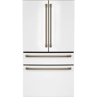 36 in. 23.2 cu. ft. Counter-Depth 4-Door French-Door Refrigerator in Matte White w/ Dual-Dispense AutoFill Pitcher | The Home Depot