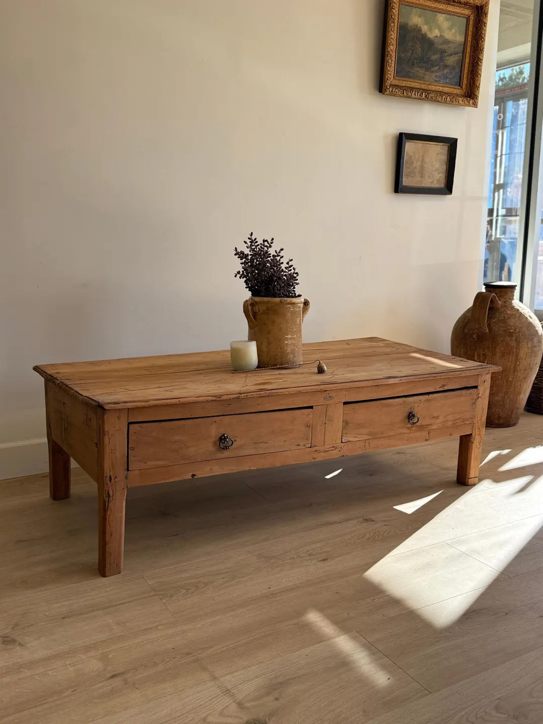 Antique French Coffee Table with Two Drawers | Etsy (US)