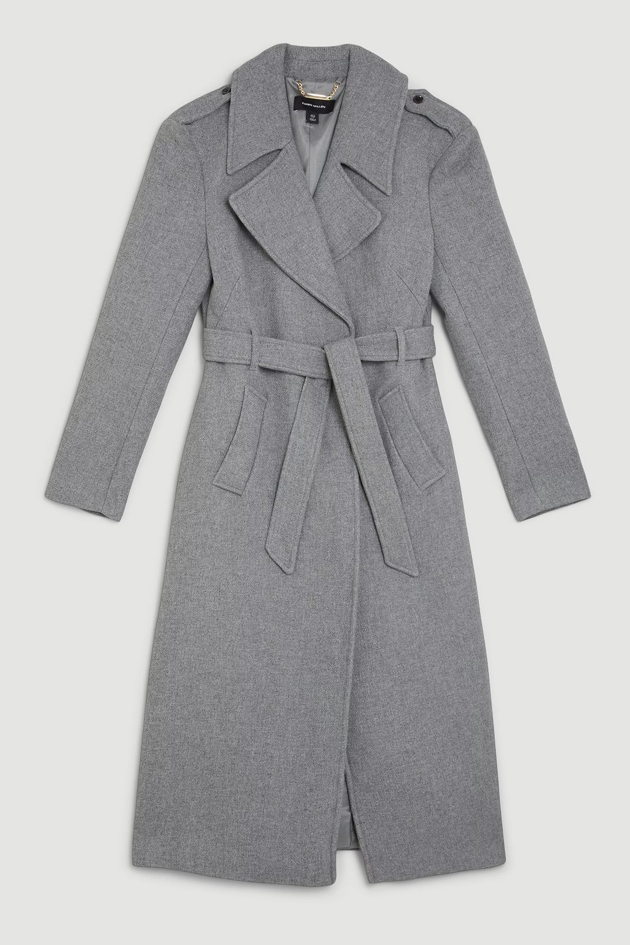 Italian Manteco Wool Mix Strong Shoulder Coat | Karen Millen UK + IE + DE + NL