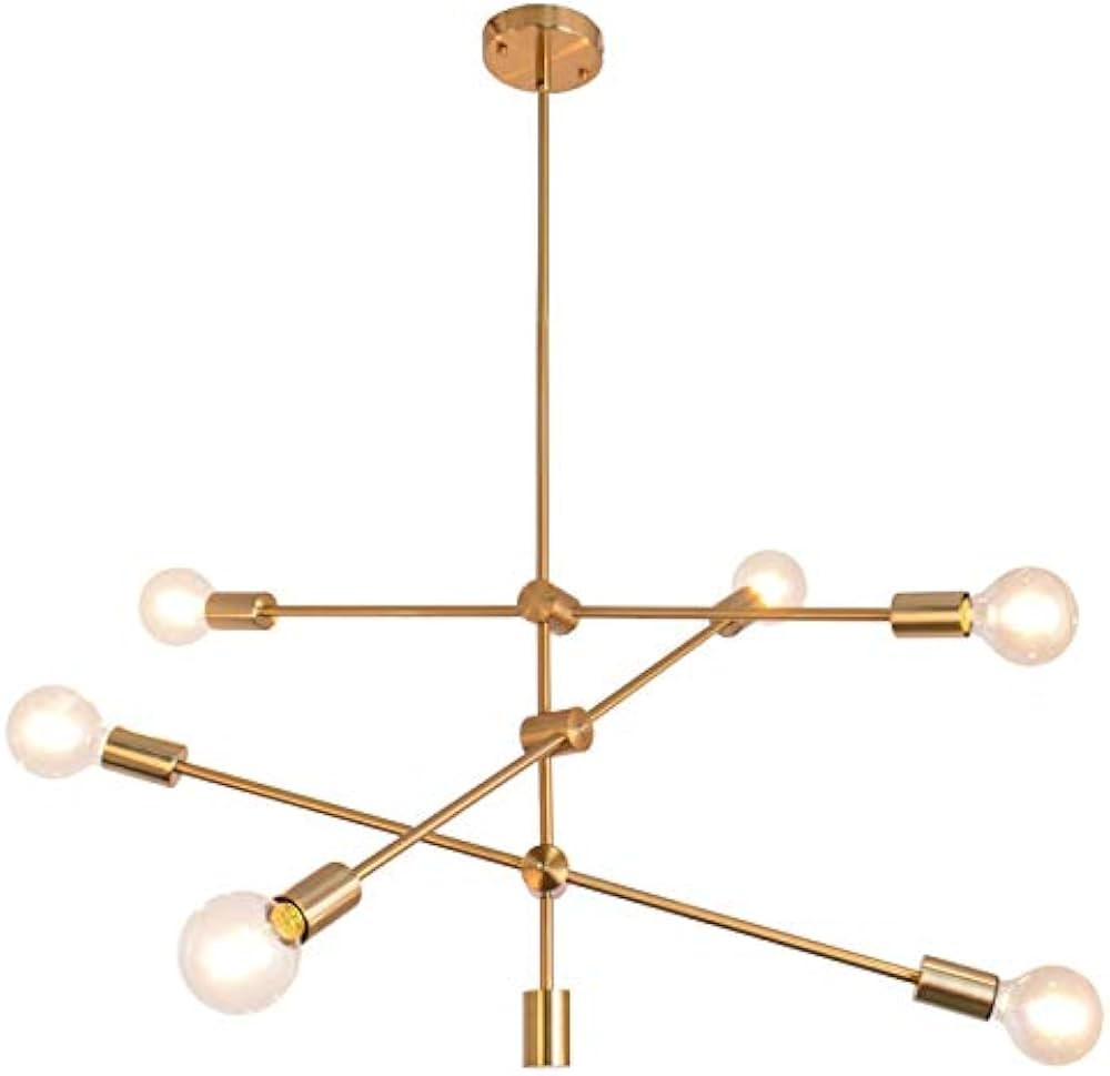Walnut Tree Sputnik Chandelier 6 Lights Modern Pendant Lighting Ceiling Light Fixture, Brass, Bed... | Amazon (US)