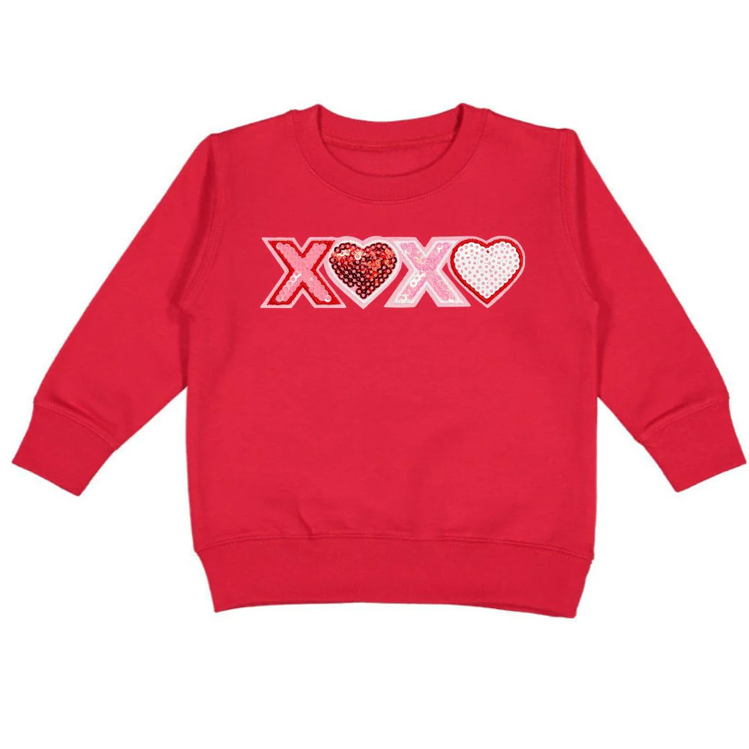 XOXO Sequin Patch Valentine's Day Sweatshirt - Red | Sweet Wink