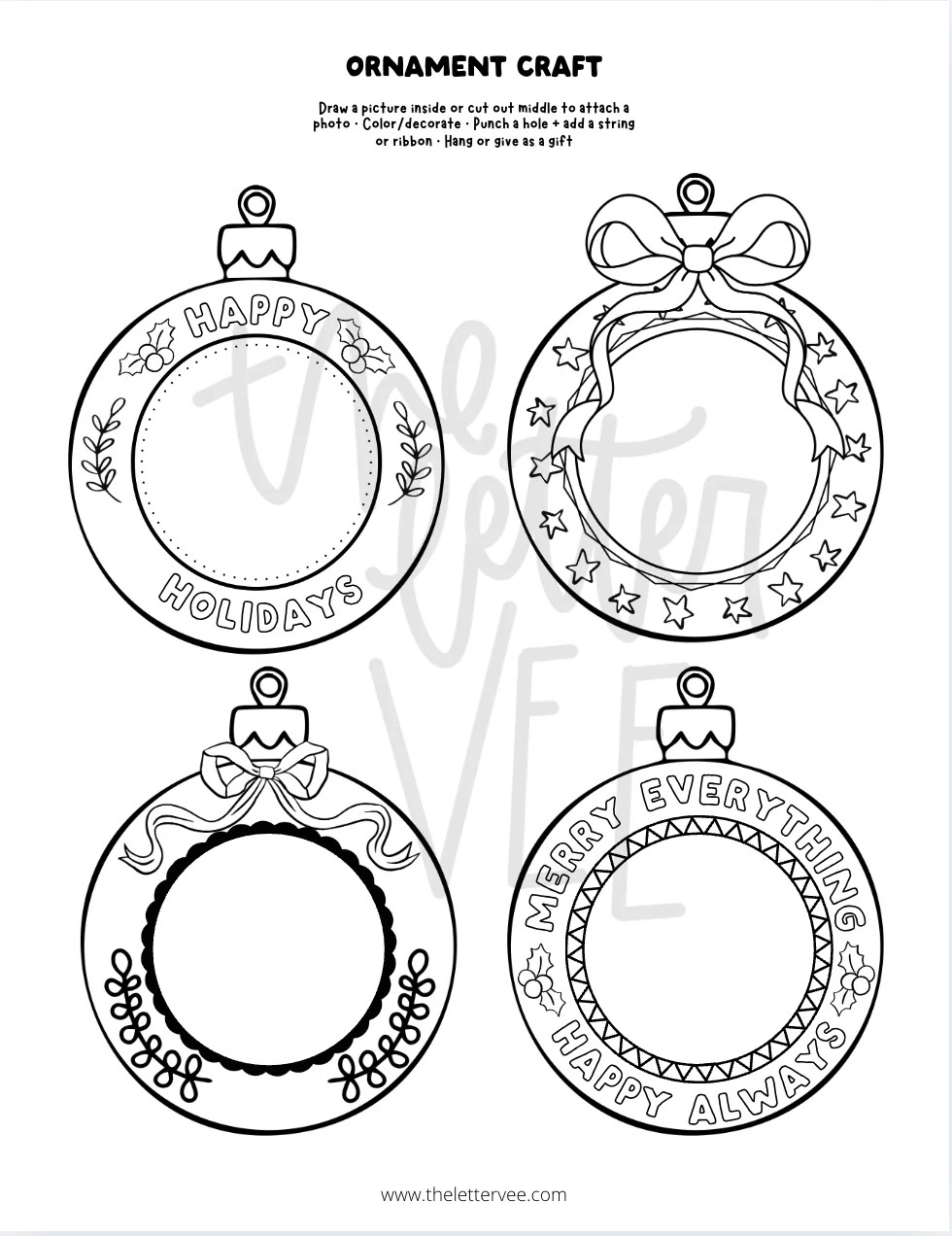 Ornament Craft | Printable Craft Activity | The Letter Vee