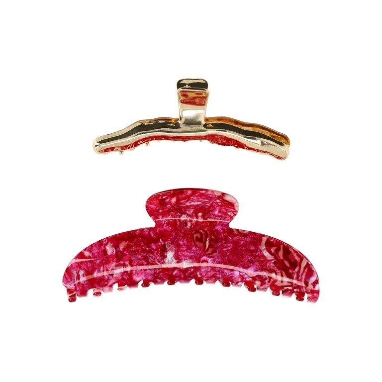 Time and Tru Women's Hair Claw Clips, 2-Pack | Walmart (US)