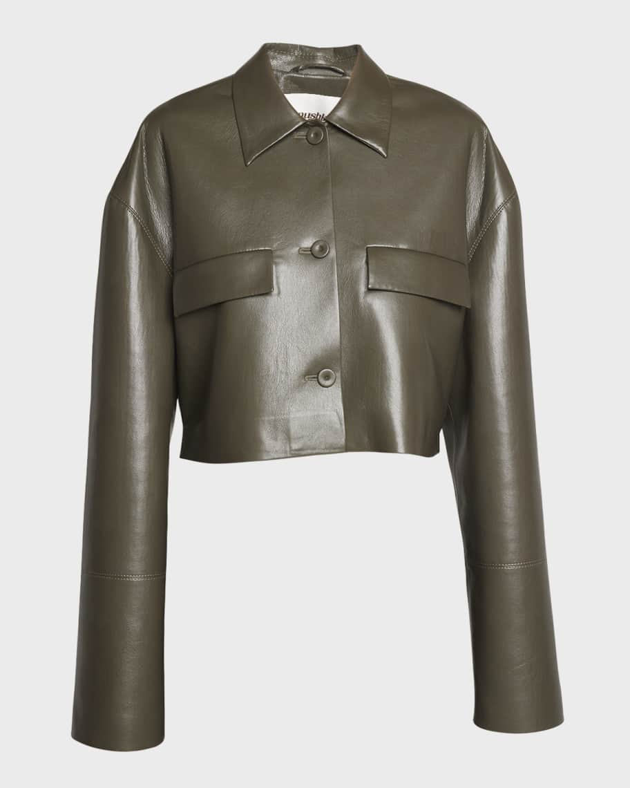 Nanushka Holleen Cropped Alt-Leather Jacket | Neiman Marcus