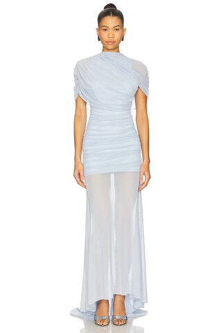 x REVOLVE Evianna Mesh Gown in Baby Blue | Revolve Clothing (Global)