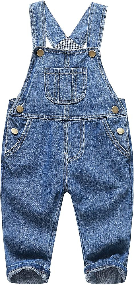 KIDSCOOL SPACE Baby Boy Girl Jean Overalls,Toddler Ripped Denim Cute Workwear | Amazon (US)