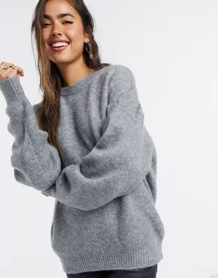 ASOS DESIGN crew neck fluffy oversized sweater | ASOS (Global)