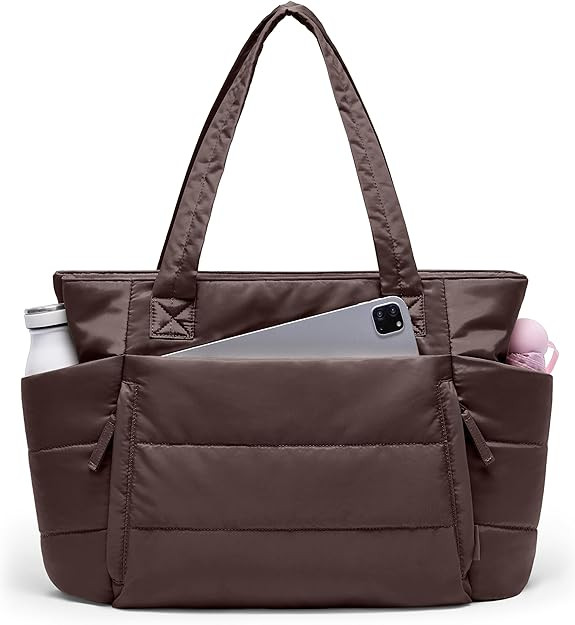 Tote Bag for Women with Zipper, Quilted Puffer Tote Bag with Compartments, Lightweight Puffy Work... | Amazon (US)