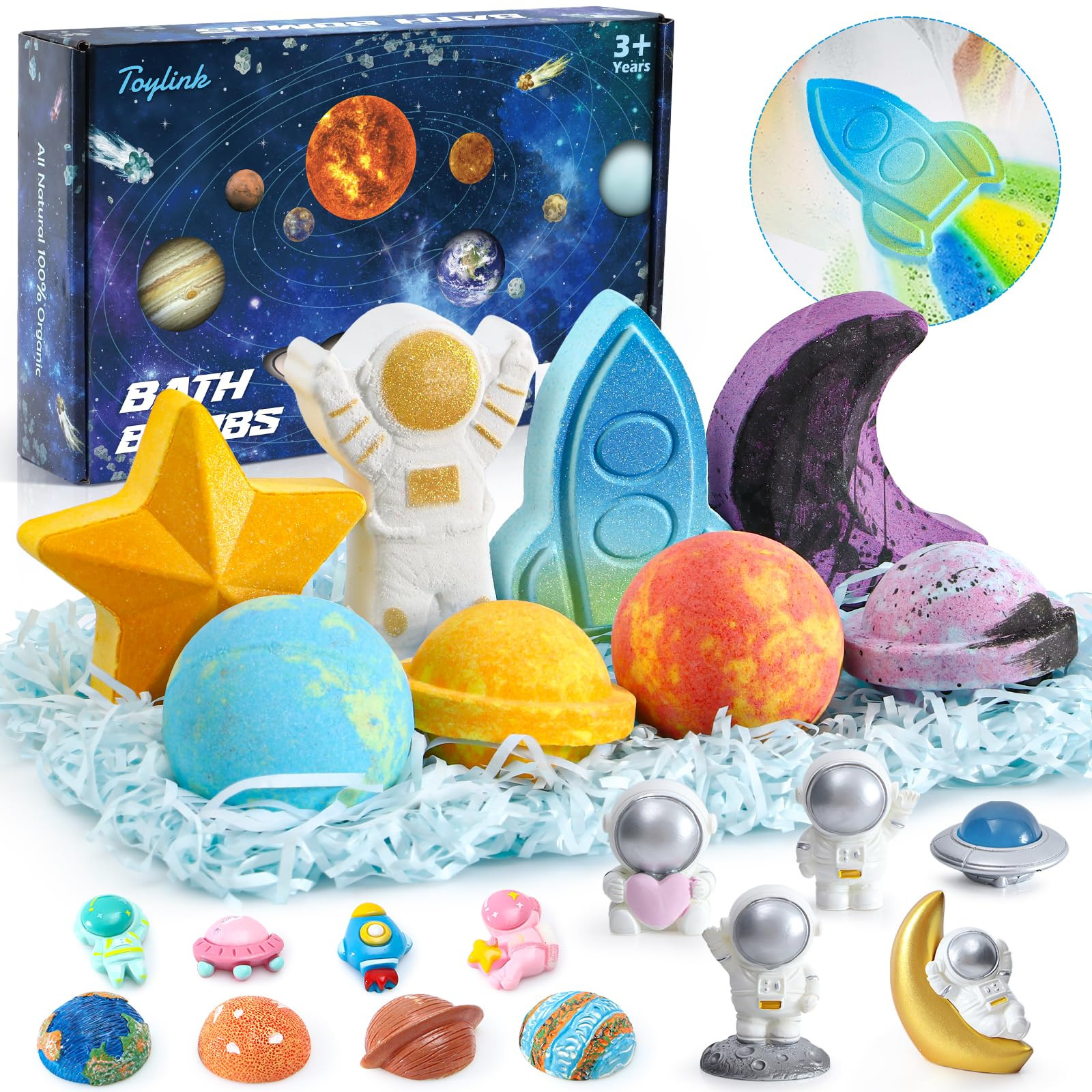 Space Bath Bombs for Kids with Surprise Inside, 8 Pack Kids Galaxy Bath Bombs with Space Toys for... | Amazon (US)